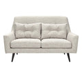 **Sofa z obiciem szaro-beżowym z poduszkami**